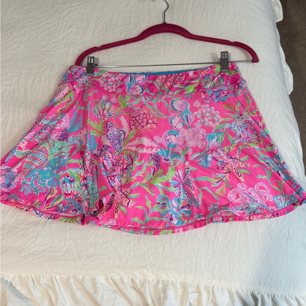 Lilly Pulitzer Pink and Blue Ruffled Tennis Skirt